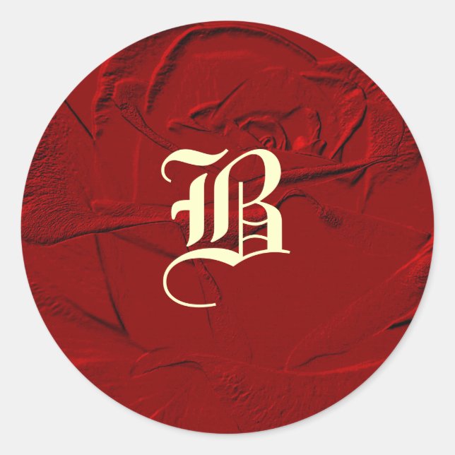 Sticker Rond Sculpté Look Rose rouge Monogramme (Devant)