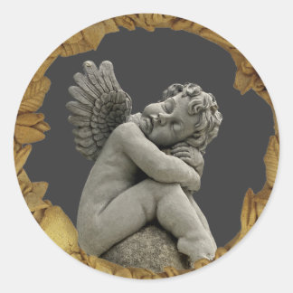 Sticker rond Sculpture Angel Cherub dormant.
