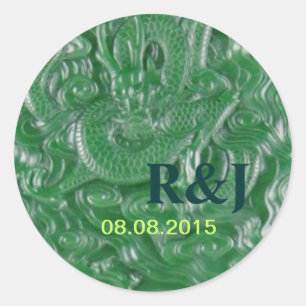 Sticker Rond sculpture de dragon chinois de jade verte