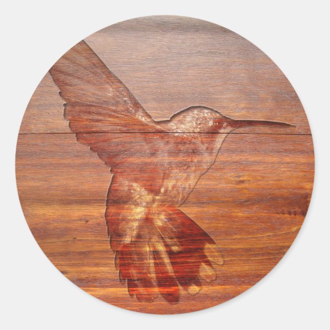 Sticker Rond Sculpture en bois de colibri (Devant)