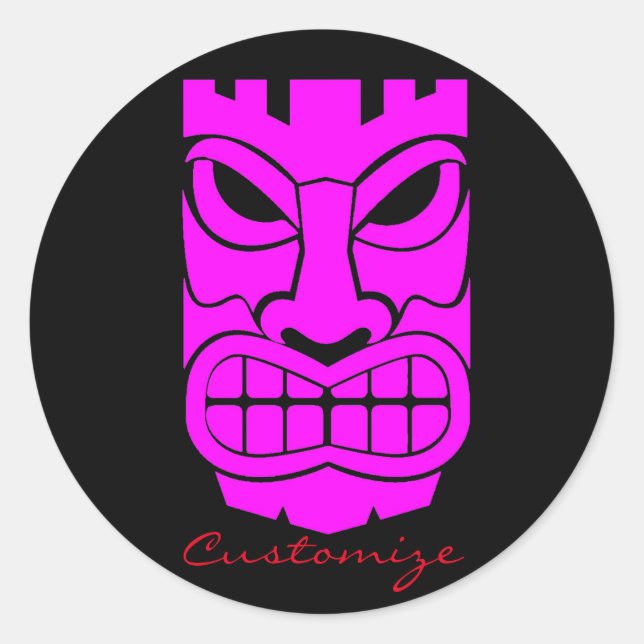 Sticker Rond Sculpture Tiki rose Thunder_Cove (Devant)