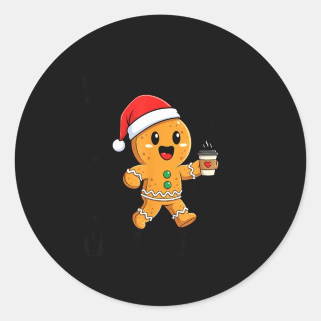 Sticker Rond Scy And Caffeinated Coffee Men Women Gingerbread C (Devant)