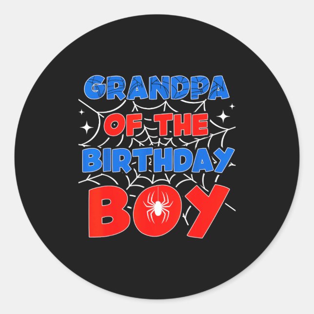 Sticker Rond Sder Web Birthday Party Grandpa Of The Birthday Bo (Devant)