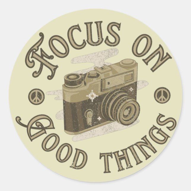 Sticker Rond se concentrer sur les bonnes choses dire positif (Devant)