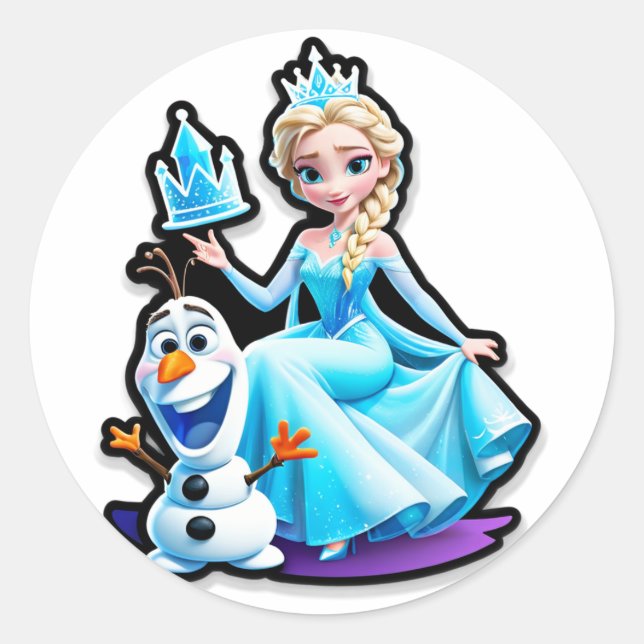 Sticker Rond Se détendre avec Elsa pour mon anniversaire ! (Devant)