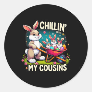 Sticker Rond Se détendre avec mes cousins Joyeuse fête de Pâque