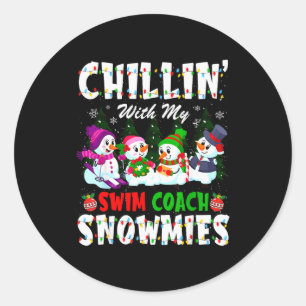 Sticker Rond Se détendre avec mon entraîneur de natation Snowmi