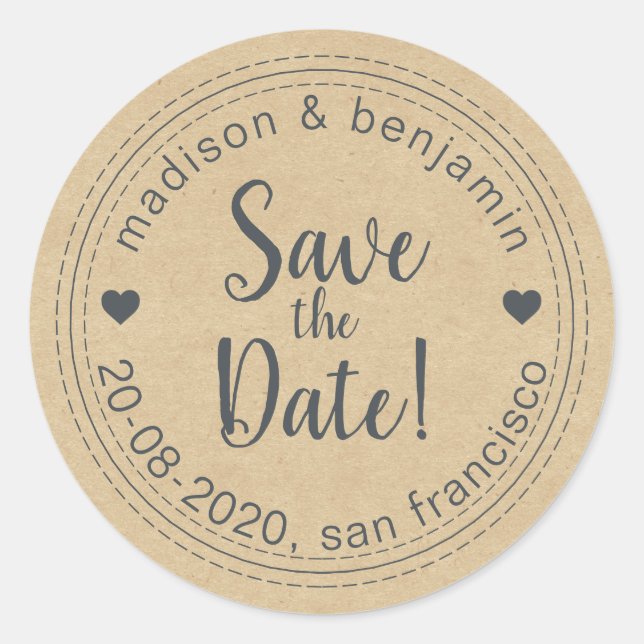 Sticker Rond Se marier Enregistrer la date Kraft Envelope Seal (Devant)