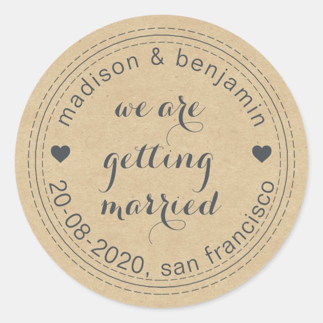 Sticker Rond Se marier Enregistrer la date Kraft Envelope Seal (Devant)