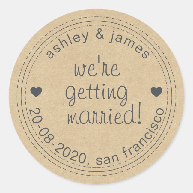 Sticker Rond Se marier Enregistrer la date Kraft Envelope Seal (Devant)
