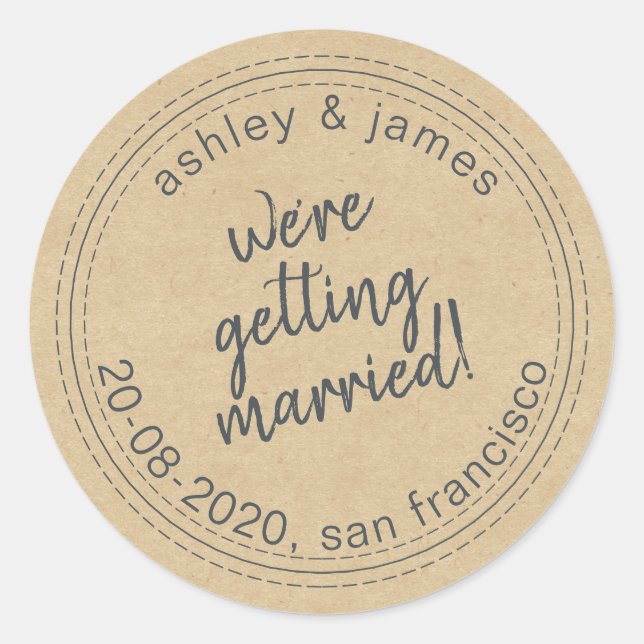 Sticker Rond Se marier Enregistrer la date Kraft Envelope Seal (Devant)