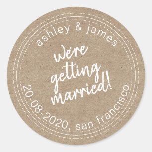 Sticker Rond Se marier Enregistrer la date Kraft Envelope Seal