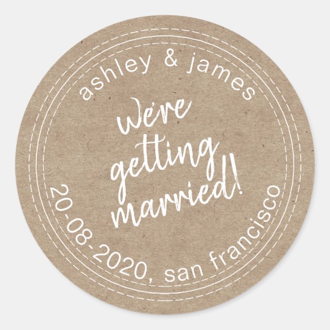 Sticker Rond Se marier Enregistrer la date Kraft Envelope Seal (Devant)