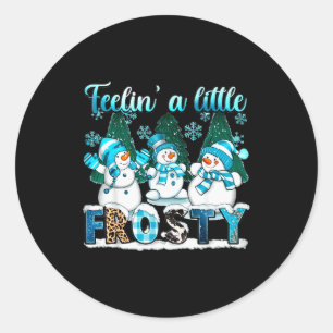 Sticker Rond Se sentir un peu glacial Mignon bonhomme de neige 