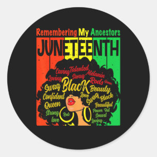 Sticker Rond Se souvenir de mes ancêtres Juneteenth Cheveux Nat