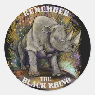 Sticker Rond Se souvenir du Rhino noir