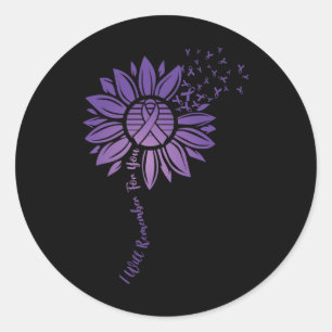 Sticker Rond Se Souviendra De Vous Tournesol Violet Alzheimerhe
