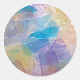 Sticker Rond Sea Glass Ocean Beach Mariage