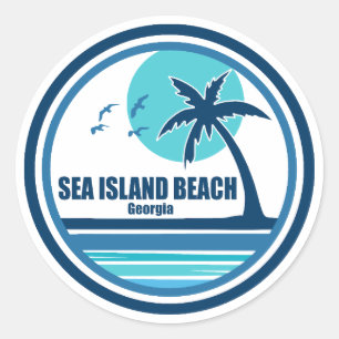 Sticker Rond Sea Island Beach Georgia Palm Tree Birds
