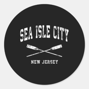 Sticker Rond Sea Isle City New Jersey Nautical Crossing Oars