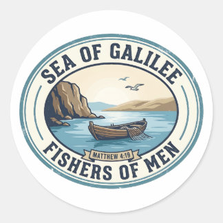 Sticker Rond Sea of Galilee Fishers of Men Matthew 4:19 Stamp