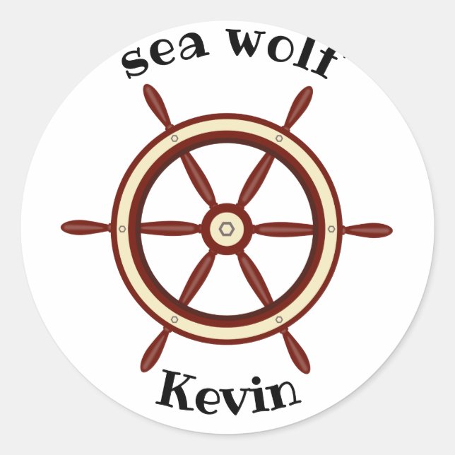 Sticker Rond "SEA WOLF", volant, personnalisation (Devant)