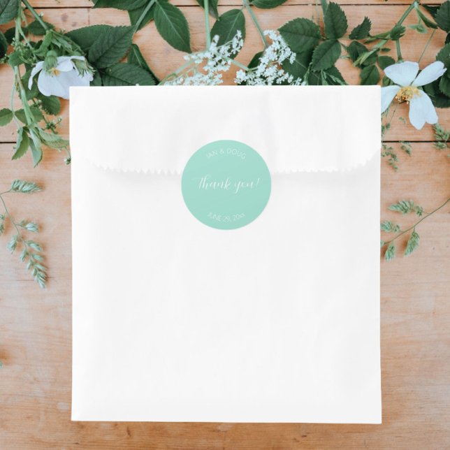 Sticker Rond Seafoam Stylisé Merci Mariage (In Situ Wedding)