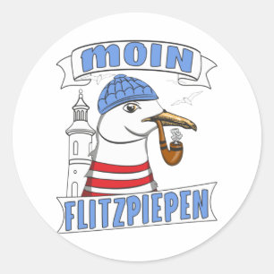 Sticker Rond Seagull Moin Flitzpiepen