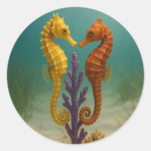 Sticker Rond Seahorse Serenade