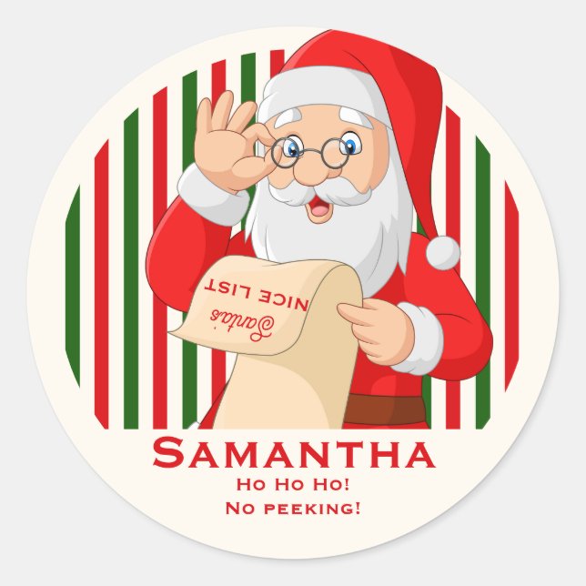 Sticker Rond Sealed by Santa Nice List No Peeking Christmas  (Devant)