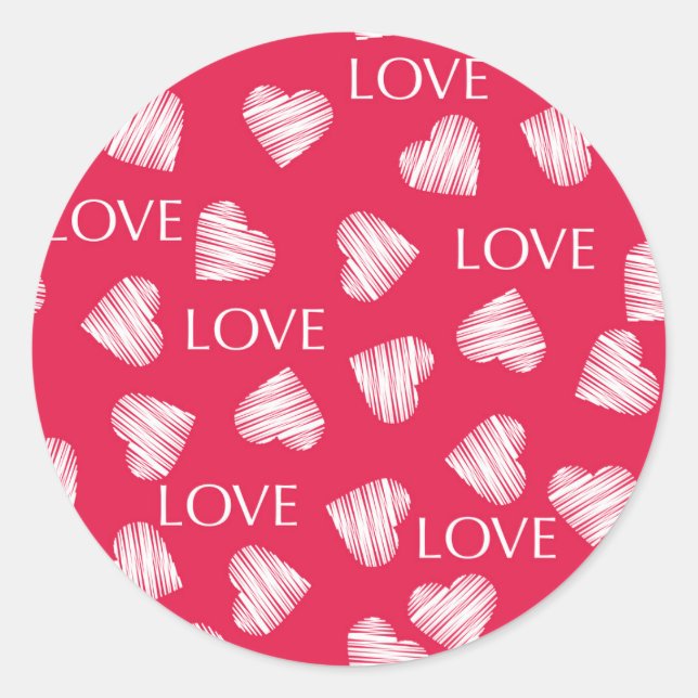 Sticker Rond Seamless LOVE Valentines Day rose (Devant)