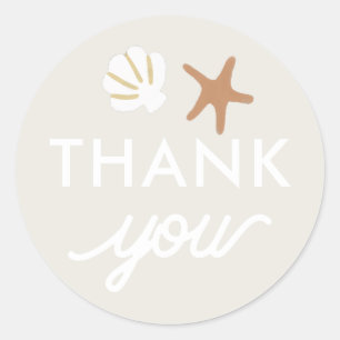 Sticker Rond Seashell Beach Starfish Cadeau Merci Favoriser