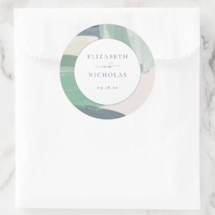 Sticker Rond Seaside Ocean Glass   Mariage Monogrammé 