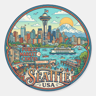 Sticker Rond Seattle États-Unis