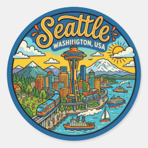 Sticker Rond Seattle Washington