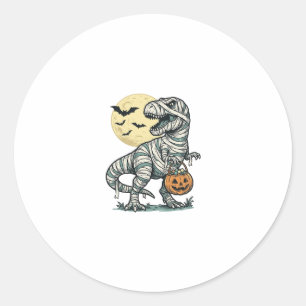 Sticker Rond Seau à bonbons de T-Rex momie Halloween Vecteur vi
