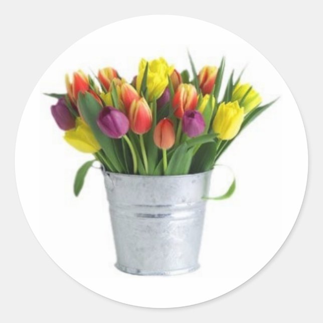 Sticker Rond seau de tulipes (Devant)