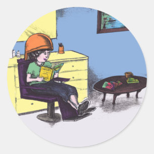 Sticker Rond Sécher les cheveux dans un salon de beauté