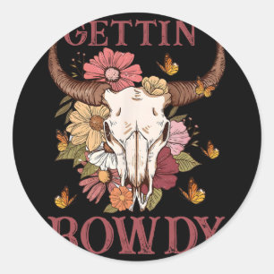 Sticker Rond S'éclater Cowgirl occidentale Fleur sauvage Groovy