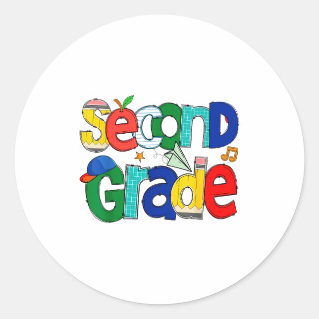 Sticker Rond Second Grade Student School Clroom Learning Educat (Devant)