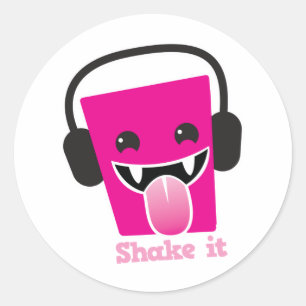 Sticker Rond Secouez-le le kawaii DJ