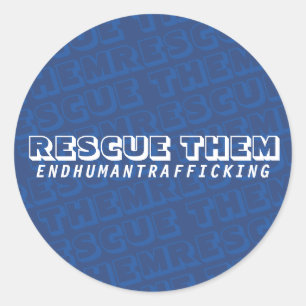 Sticker Rond Secourez-les dans l'autocollant rond bleu foncé c