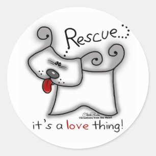 Sticker Rond Secourir Chien ... C'est une chose d'amour