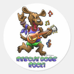 STICKER ROND SECOURT CHIENS ROCK !