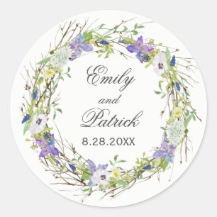 Sticker Rond Secret Garden Rustique Fleur sauvage Wreath