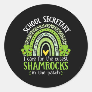 Sticker Rond Secrétaire d'école Jour de la Saint Patrick Cute S