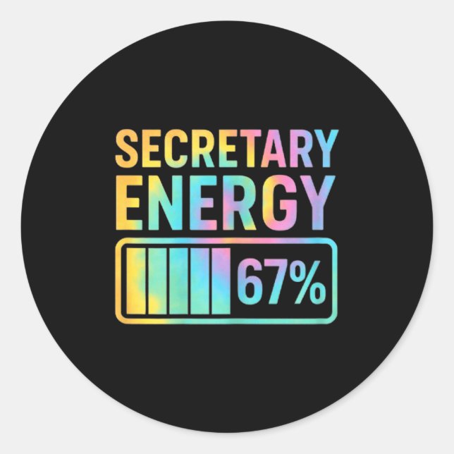 Sticker Rond Secretary Energy 67 Percent Secretary Retro Vibes  (Devant)