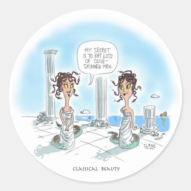 Sticker Rond Secrets de beauté de la Méduse (Devant)