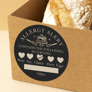 Sticker Rond Sécurité alimentaire Alerte allergique Boulangerie