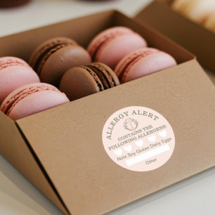 Sticker Rond Sécurité alimentaire Alerte allergique Pink Bakery